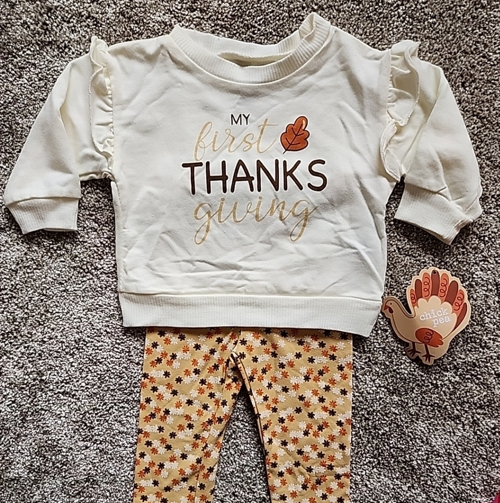 Chick Pea 3-6 Month "My First Thanksgiving" Outfit